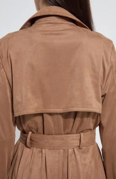 Lyssé Agatha Vegan Suede Trench Coat In Camel In Brown