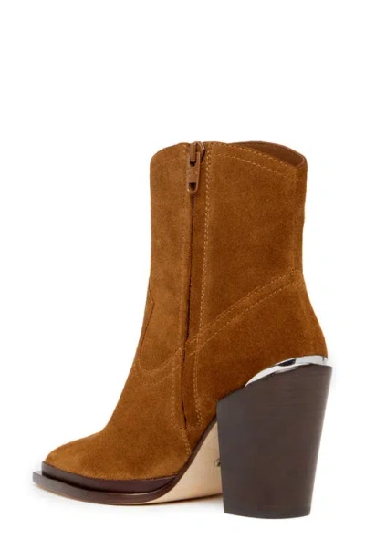 Paige Posey Block Heel Bootie In Brown
