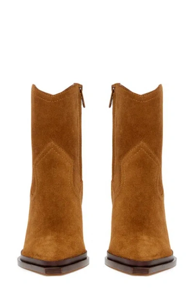 Paige Posey Block Heel Bootie In Brown