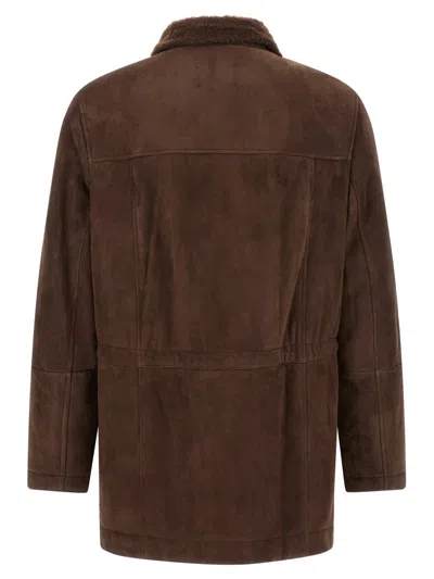 Brunello Cucinelli Shearling Jacket In Brown