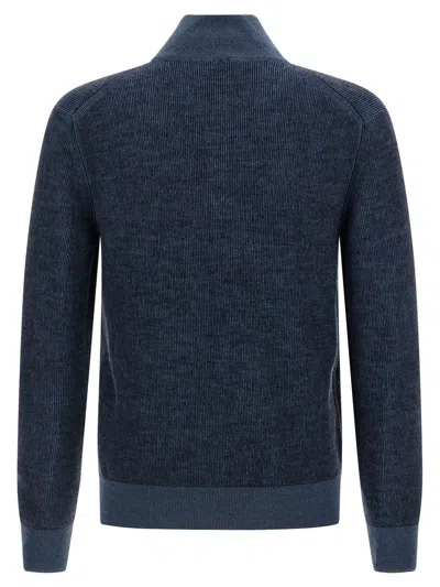 Brioni High Collar Long Sleeve Knit Pullover In Black