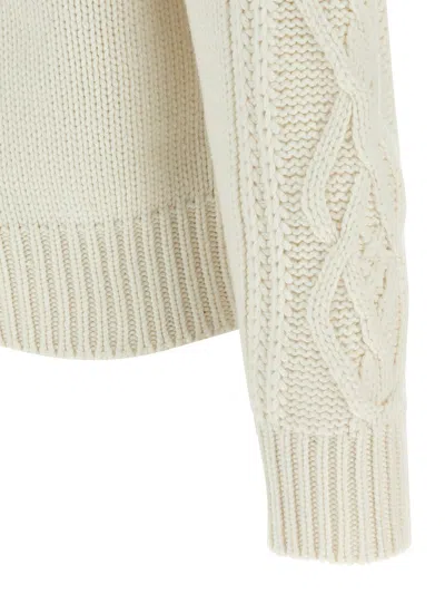 Brunello Cucinelli Cashmere Cardigan With Cable Knit Design In Neutral