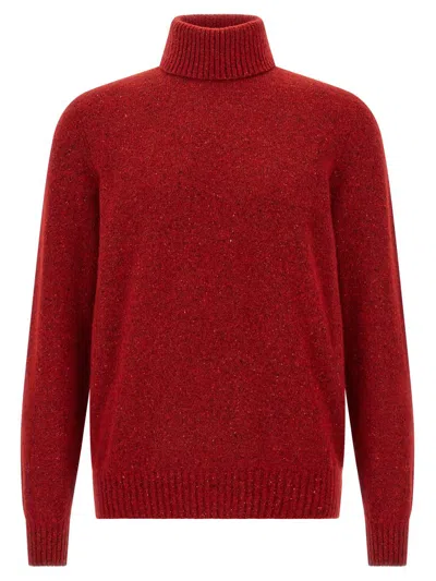 Brunello Cucinelli Cozy High Neck Knit Pullover In Red