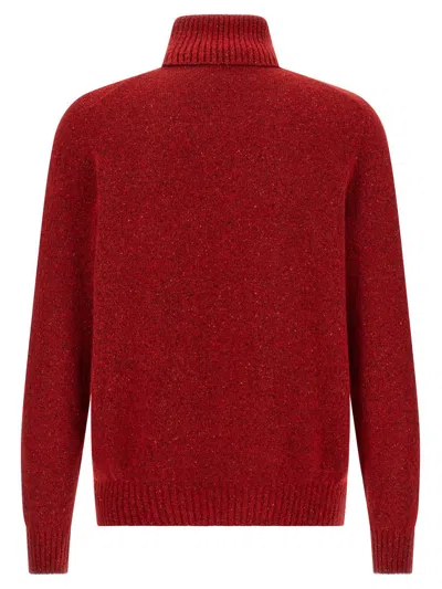 Brunello Cucinelli Cozy High Neck Knit Pullover In Red