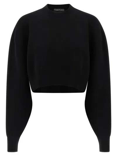 Tom Ford Maglione Oversize In Misto Lana Nera Donna In Black