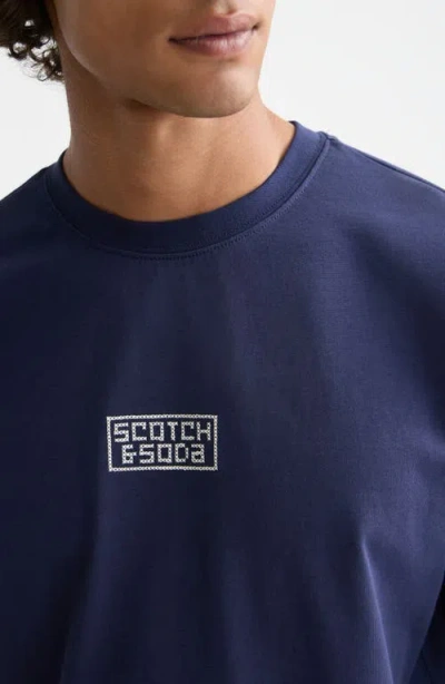 Scotch & Soda Men's Relaxed Fit Cross Stitch Artwork T-shirt In Blue