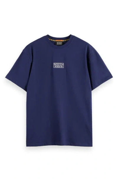 Scotch & Soda Men's Relaxed Fit Cross Stitch Artwork T-shirt In Blue