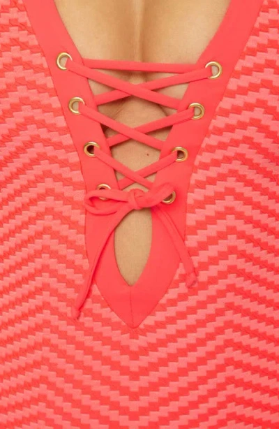 Becca Women's Connect Corset Lace-up One-piece Swimsuit In Red