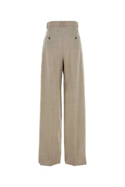 Saint Laurent Wide Leg Pleated Trousers Pockets In Brown