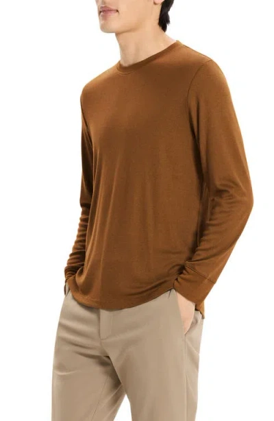 Theory Essential Long Sleeve T-shirt In Brown