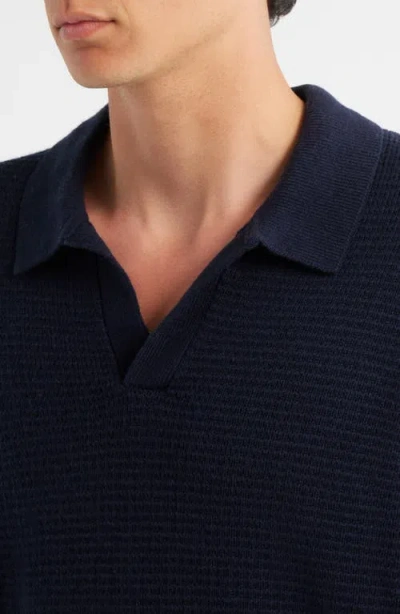 Frame Textured Polo Sweater In Blue
