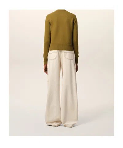 Ami Alexandre Mattiussi Ami De Coeur-embossed Cardigan In Lichen