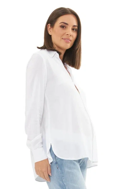 Ripe Maternity Clara Relaxed Button Up Shirt In White