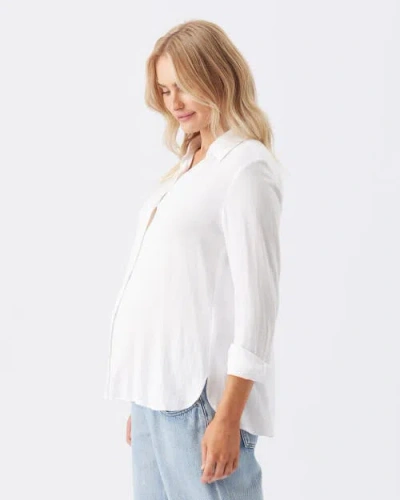 Ripe Maternity Clara Relaxed Button Up Shirt In White