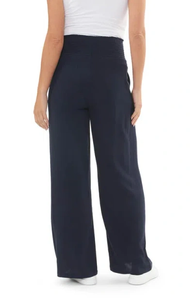 Ripe Maternity Marlow Smocked Drawstring Wide Leg Pants In Blue
