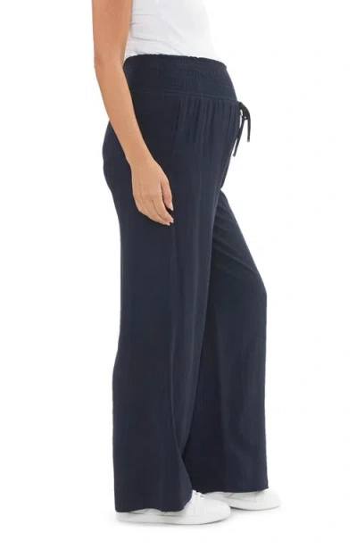 Ripe Maternity Marlow Smocked Drawstring Wide Leg Pants In Blue