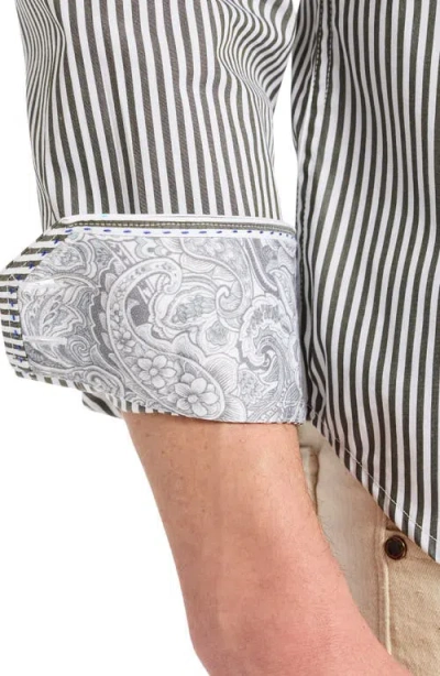 Robert Graham Greenwich Pinstripe Stretch Cotton Button-up Shirt In Gray