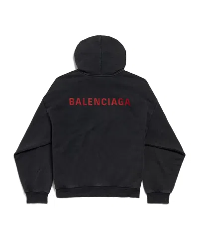 Balenciaga Hoodie With Front Pocket And Ribbed Cuffs In Black