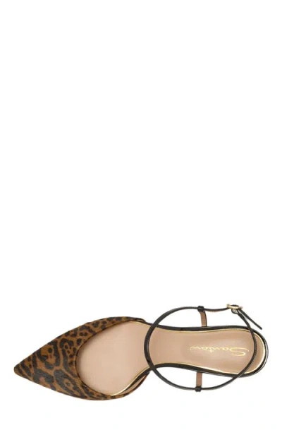 Santoni Leopard Open-back Kitten Heel Pumps In Brown