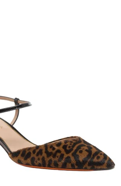 Santoni Leopard Open-back Kitten Heel Pumps In Brown