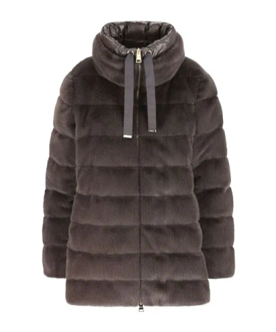 Herno Hooded Techno Fabric Down Jacket In Black