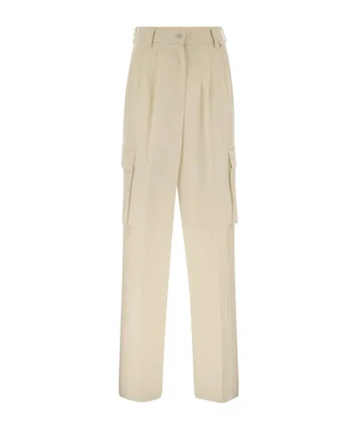 Herno Cargo Trousers In Wool And Viscose Blend In Neutral