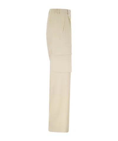 Herno Cargo Trousers In Wool And Viscose Blend In Neutral