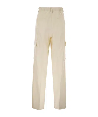 Herno Cargo Trousers In Wool And Viscose Blend In Neutral