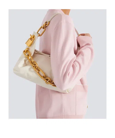 Balmain Medium Sync Bag In Calfskin Leather In Sand