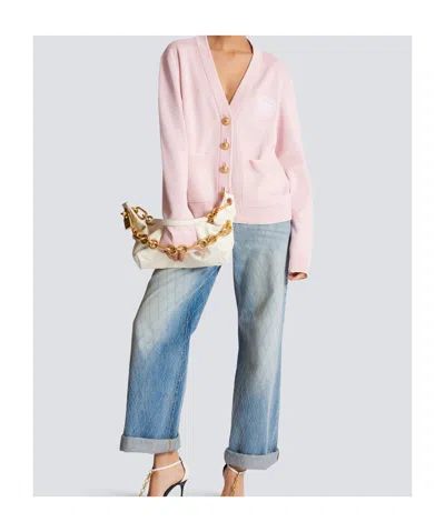 Balmain Medium Sync Bag In Calfskin Leather In Sand