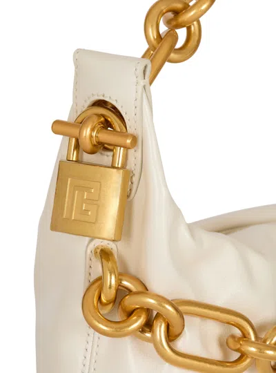 Balmain Medium Sync Bag In Calfskin Leather In Sand