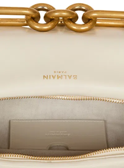 Balmain Medium Sync Bag In Calfskin Leather In Sand