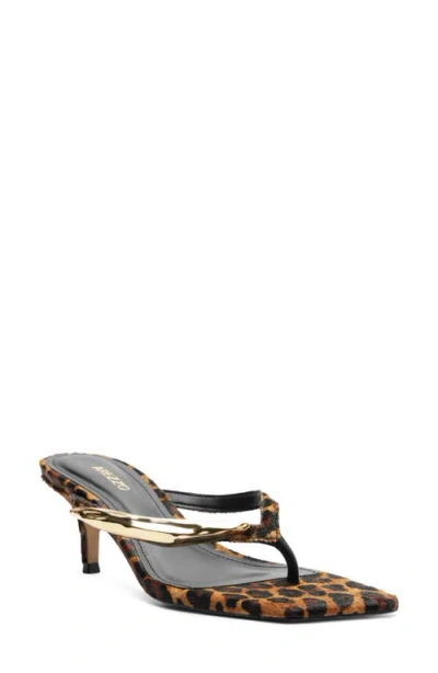 Arezzo Gia Mid Genuine Calf Hair Flip Flop In Animal Print