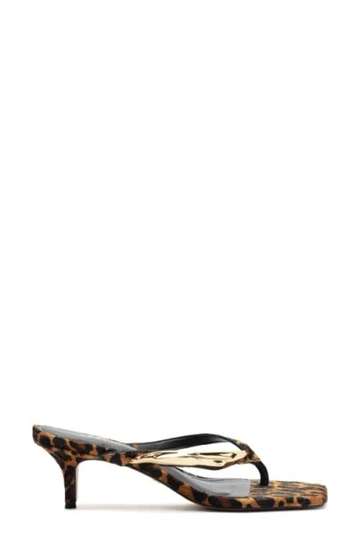 Arezzo Gia Mid Genuine Calf Hair Flip Flop In Animal Print