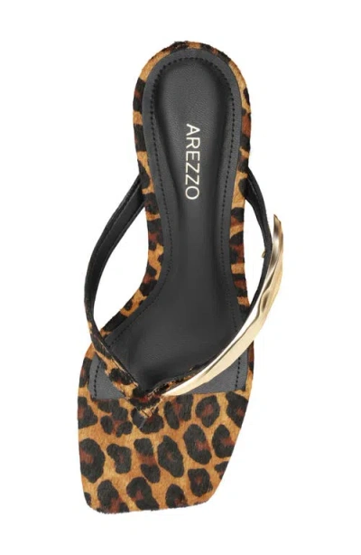 Arezzo Gia Mid Genuine Calf Hair Flip Flop In Animal Print