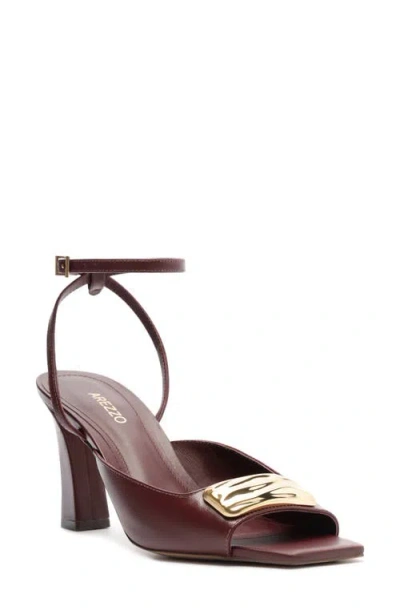 Arezzo Women's Greer Gold Elegance Block Heel Sandals In Burgundy