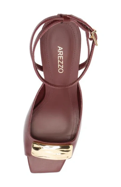 Arezzo Women's Greer Gold Elegance Block Heel Sandals In Burgundy