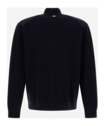 Herno Blue Button-front High-neck Cardigan In Blue