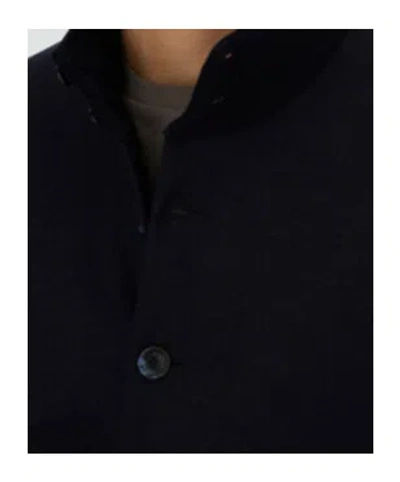 Herno Blue Button-front High-neck Cardigan In Blue