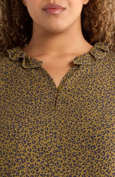 Wit & Wisdom Leopard Print Ruffle Accent Top In Multi