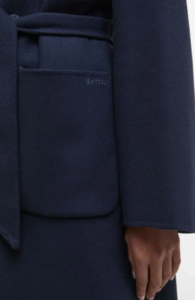 Barbour Rachel Wool Blend Wrap Coat In Blue