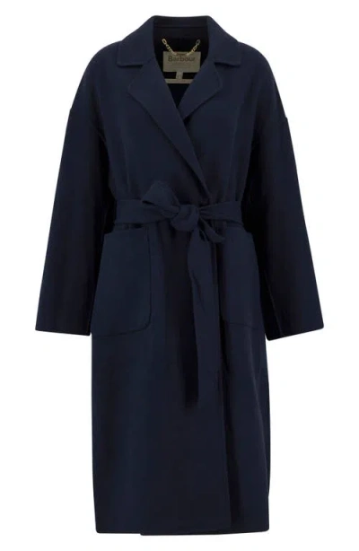 Barbour Rachel Wool Blend Wrap Coat In Blue