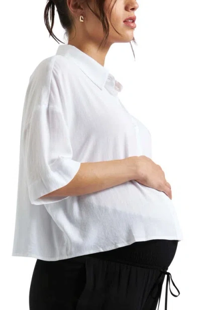 Ripe Maternity Farrah Crop Shirt In Gray