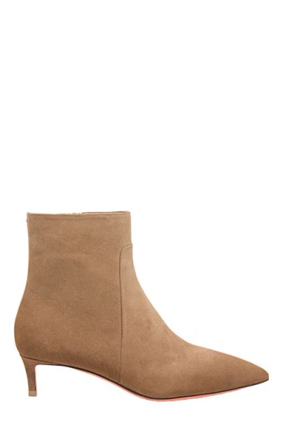 Santoni Suede Kitten Heel Ankle Booties In Brown
