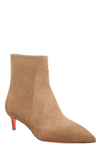Santoni Suede Kitten Heel Ankle Booties In Brown