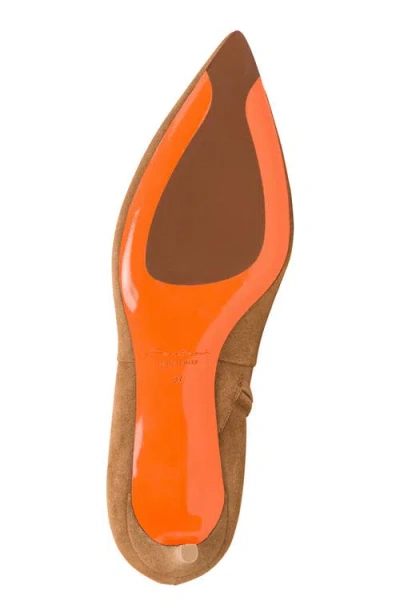 Santoni Suede Kitten Heel Ankle Booties In Brown