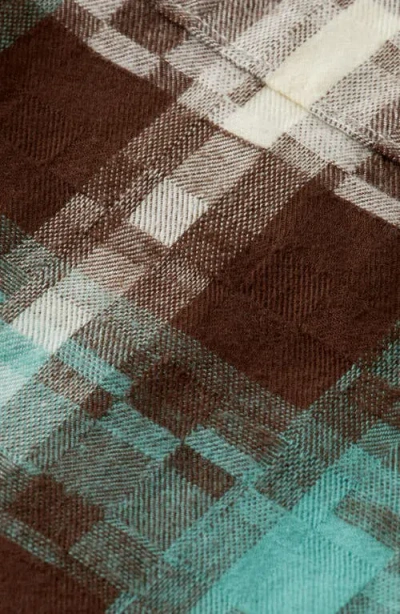 Scotch & Soda Kids' Pixelated Check Cotton Flannel Button-up Shirt In Multi