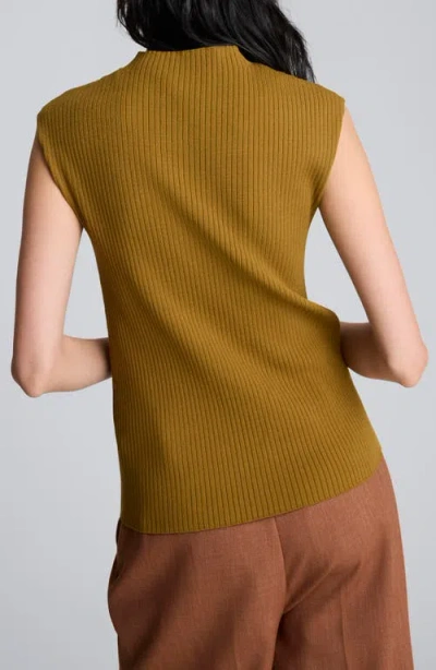 Kenneth Cole Large Chevron Stitch Sleeveless Mock Neck Sweater In Brown