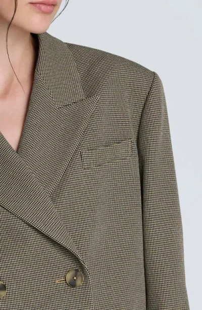 Kenneth Cole Houndstooth Cropped Double Breasted Jacket In Gray
