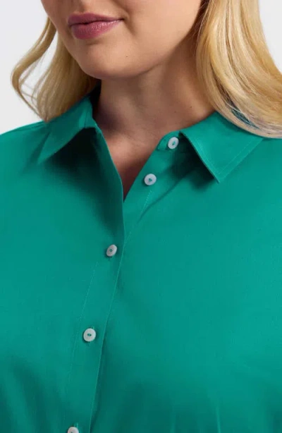 Foxcroft Avril Matte Sateen Button-up Shirt In Green